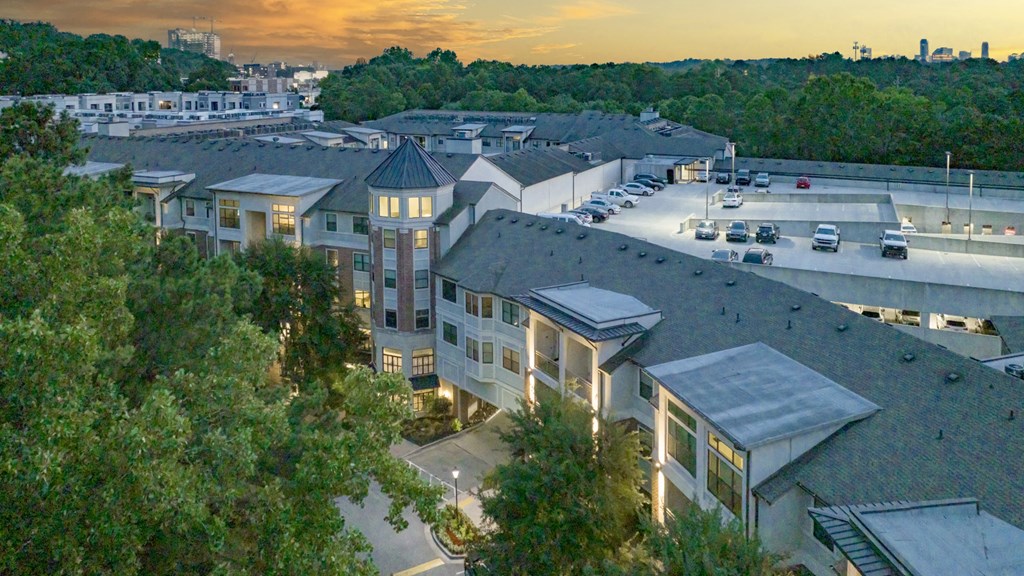 an aerial view of a building in a city at sunset at The Hendrix, Georgia