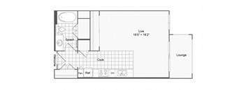 Studio 1 bath at The Hendrix, Atlanta, GA, 30329