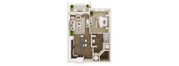 1 bedroom 1 bathroom floor plan at The Livano Kemah, Kemah, 77565