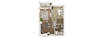 1 bedroom 1 bathroom floor plan A at The Livano Kemah, Kemah, Texas