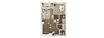 1 bedroom 1 bathroom floor plan B at The Livano Kemah, Kemah