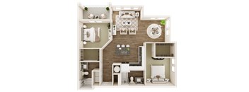 2 bedroom 2 bathroom floor plan A at The Livano Kemah, Texas, 77565