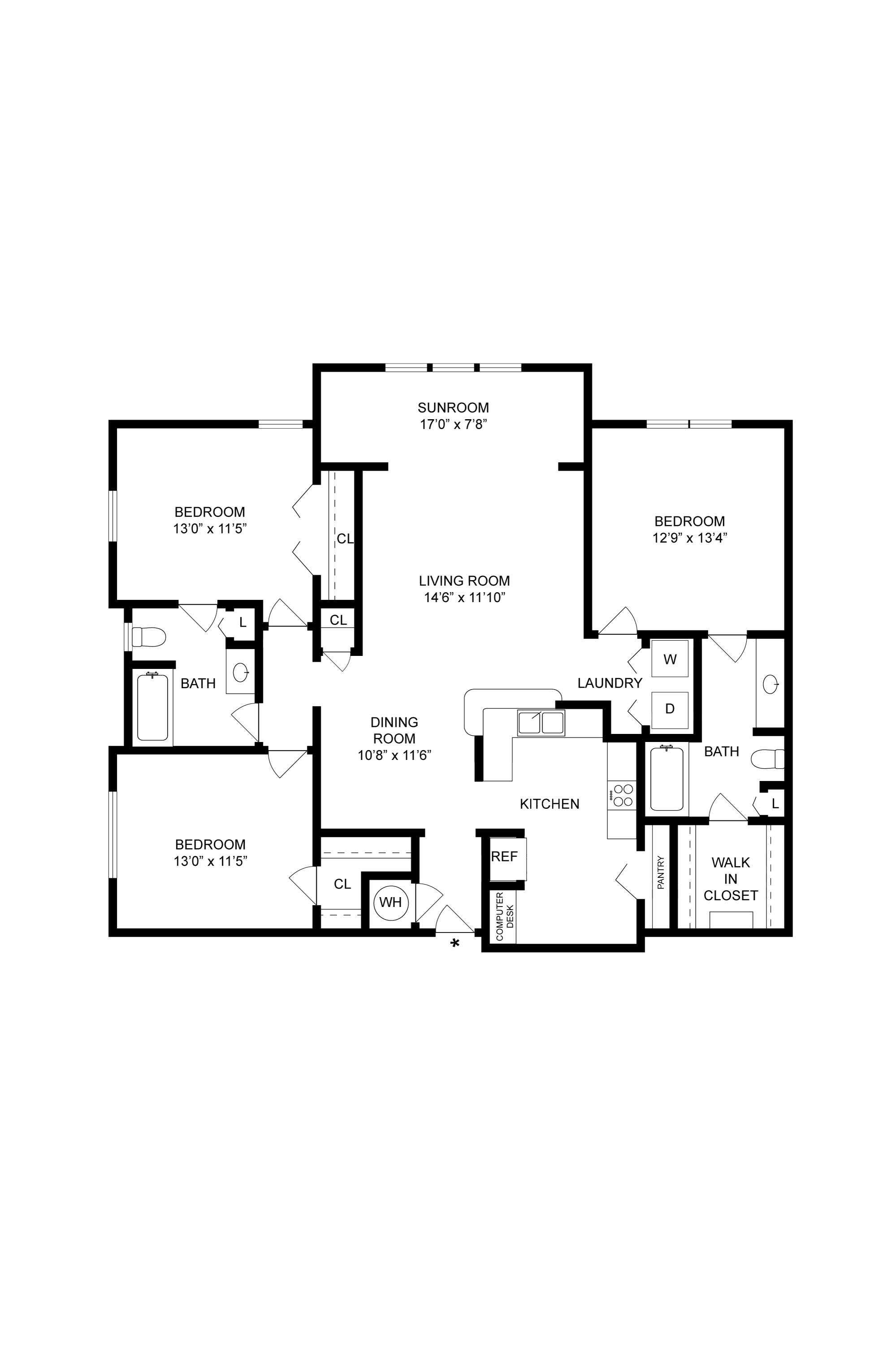 Haven-Wood-Sunroom Floorplan at The Fenwick Apartment Homes, Humble, TX