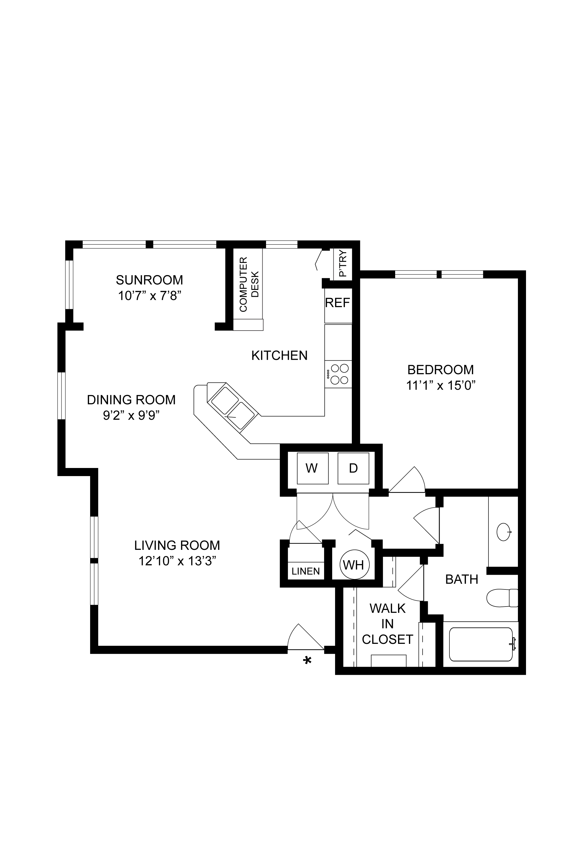 Willow-Wood-Sunroom Floorplan at The Fenwick Apartment Homes, Humble, Texas