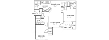 B1 1143 sq ft floorplan at Twenty35 at Timothy Woods, Athens, 30606