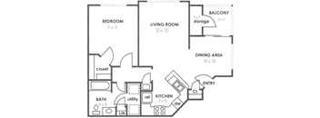A2 830 sq floorplan at Twenty35 at Timothy Woods, Athens, GA