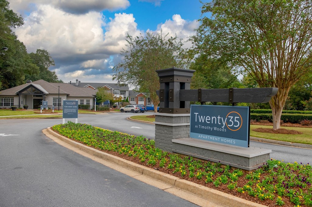the preserve at twentyfive 55 sign at the entrance to the street at Twenty35 at Timothy Woods, Athens, 30606