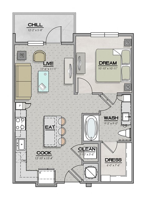 A2 Floor Plan at The Livano Tryon, Charlotte, 28213