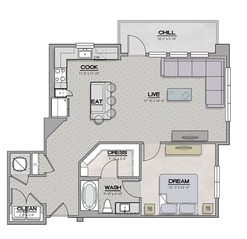 A6 Floor Plan at The Livano Tryon, Charlotte, NC