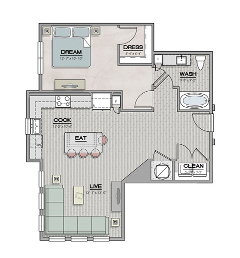 A8 Floor Plan at The Livano Tryon, Charlotte, 28213