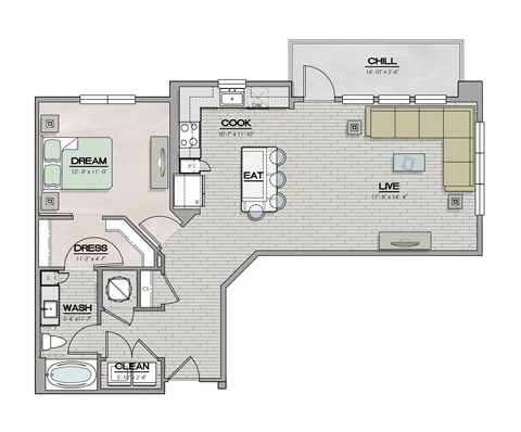 A9 Floor Plan at The Livano Tryon, Charlotte, North Carolina