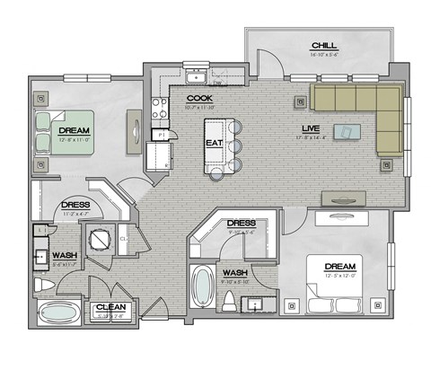 B2 Floor Plan at The Livano Tryon, Charlotte, 28213