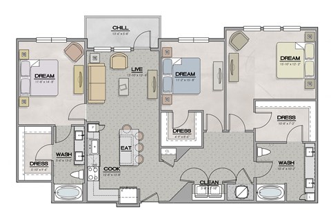 C2 Floor Plan at The Livano Tryon, Charlotte, NC, 28213