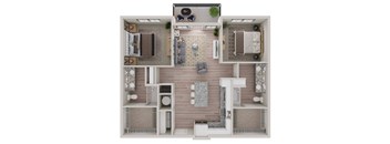 a 3d floor plan of a bedroom with a bathroom and a living room at Livano Avondale, Avondale