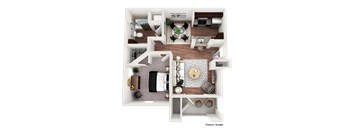 1 bed 1 bath A floorplan at The Villa at River Pointe, Maumelle at The Villa at River Pointe Apartments, Maumelle, AR, 72113
