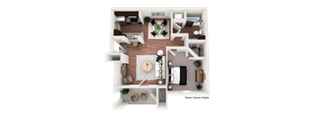 1 bed 1 bath C floorplan at The Villa at River Pointe, Maumelle, AR 72213