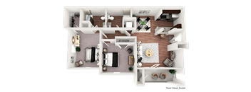 2 bed 2 bath B floorplan at The Villa at River Pointe, Maumelle, 72213