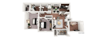 2 bed 2 bath C floorplan at The Villa at River Pointe, Maumelle, AR 72213