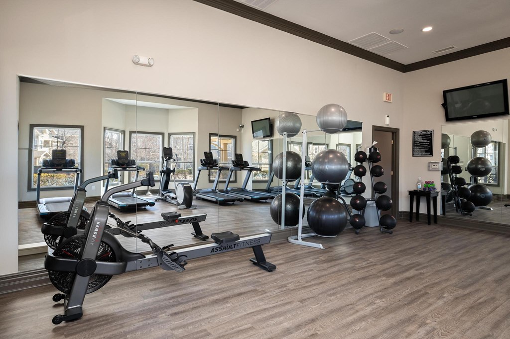 Fitness center equipment at Villas at Carrington Square, Overland Park, KS, 66221