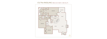 3Bed 2Bath Floor Plan at The Vineyards Apartments, Germantown
