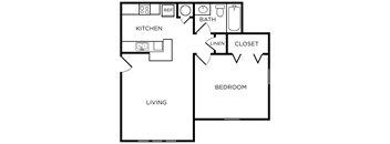 1A floorplan, 1 bed 1 bath,  Westbury Mews, Summerville SC 29485