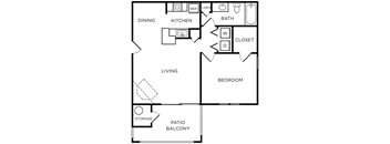1B Floorplan, 1 bed 1 bath,  Westbury Mews, Summerville SC 29485