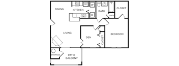 1C floorplan, 1 bed 1 bath,  Westbury Mews, Summerville SC 29485