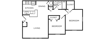 2A Floorplan, 2 bed 1 bath,  Westbury Mews, Summerville SC 29485