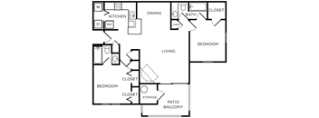 2B floorplan 2 bed 2 bath, Westbury Mews, Summerville SC 29485