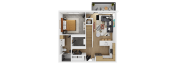 Unit 1C Floor Plan at The Westerly at Union Depot Apartments, Bartlett, TN, 38134