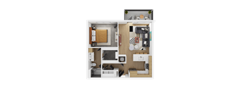Unit 1D Floor Plan at The Westerly at Union Depot Apartments, Bartlett, TN