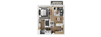 Unit 1F Floor Plan at The Westerly at Union Depot Apartments, Bartlett, TN