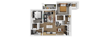 Unit 2B_1 Floor Plan at The Westerly at Union Depot Apartments, Bartlett, Tennessee