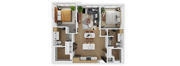 Unit 2F Floor Plan at The Westerly at Union Depot Apartments, Bartlett, TN