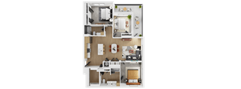 Unit 3B Floor Plan at The Westerly at Union Depot Apartments, Bartlett, 38134