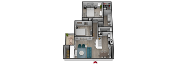 Two bedroom floor plan at Wood Terrace Apartments, Georgia, 30340