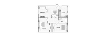 2 Bedroom 1 Bathroom Floor Plan at Century Apartments, Memphis, 38117