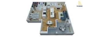 1 bedroom 1 bathroom floor plan B at The Moorings, Texas, 77573