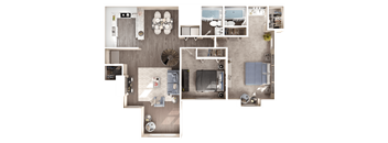 2 Bed 2 Bath Floorplan A at Manchester at Mansell, Roswell, GA