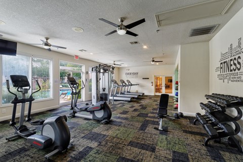 Gym with stationary bikes at The Vineyards Apartments, Tennessee