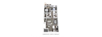 A 2 bedroom, 2 bathroom apartment with a total of 1248 square feet.