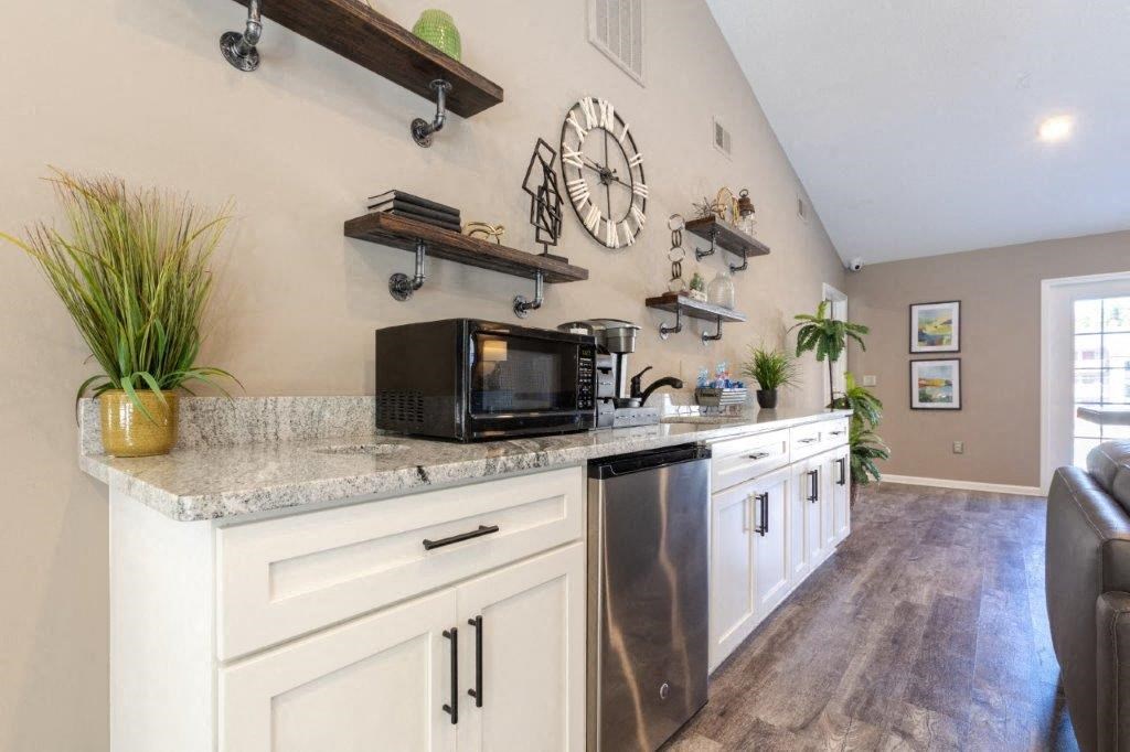 small kitchenette area in clubhouse