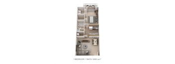 One Bedroom- Alexander Station 600 sqft