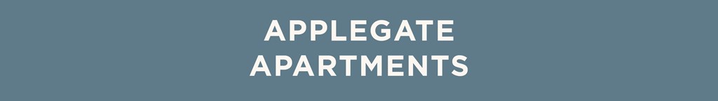 The image displays the words "APPLEGATE APARTMENTS" in large, bold letters.