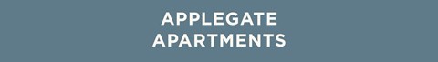 The image displays the words "APPLEGATE APARTMENTS" in large, bold letters.