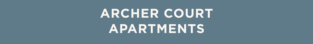 The image displays the text "ARCHER COURT APARTMENTS" in a large, bold font centered on a plain background.