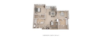 A 2 bedroom, 2 bathroom apartment is 1241 sqft.