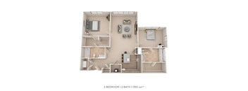 A 2 bedroom apartment with a bathroom is 1355 sqft.