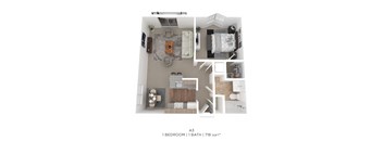 A 3 bedroom apartment with 11 bathrooms and 718 square feet.