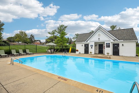 A pool with a 4 feet depth marking.